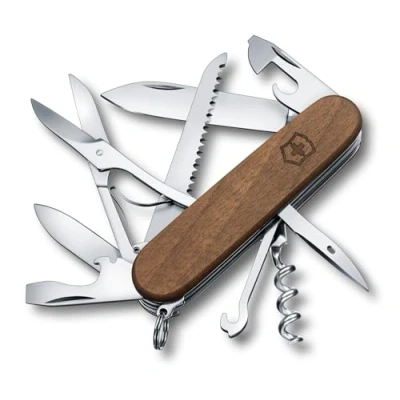 Imagen de Victorinox, Huntsman Wood, Navaja Multiuso Suiza, Cuchillo bolsillo, Regalo, 13 Funciones, Hoja grande, Sacacorchos