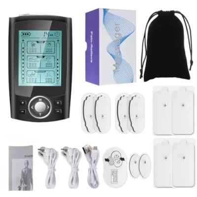 Imagen de TENS/EMS Digital Electroestimulador Muscular, 36 modos 3 en 1, TENS EMS y Función de Masaje con 10 electrodos para aliviar el Dolor Espalda, Hombros, Piernas Cuello