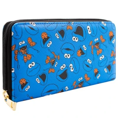 Imagen de Oscar the Grouch Sesame Street Cookie Monster Om Nom Cartera Clutch Bolsillo para Monedas &amp; Tarjetero, Azul