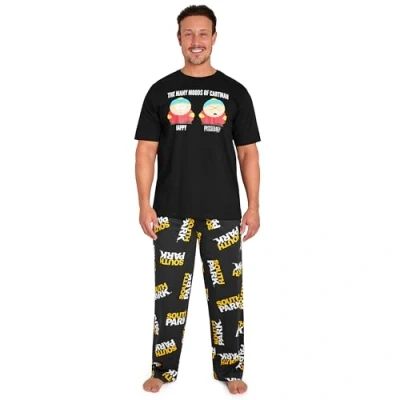 Imagen de South Park Pijama Invierno de Algodón con Camiseta y Pantalon para Hombre (Negro/Amarillo, XL)