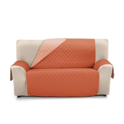 Imagen de S &amp; T Funda Sofa 4 Plazas Teja Cubre Reversible Sofá Protector Acolchado Antiácaros 100% Poliéster Fabricado en España