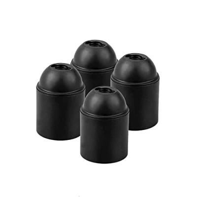 Imagen de HALOTEC Pack 4 Portalámparas E27NegroSoporte Casquillo E27 liso Montaje M10x1 Base para Bombilla vista y rosca gruesa E27Fabricado en Italia