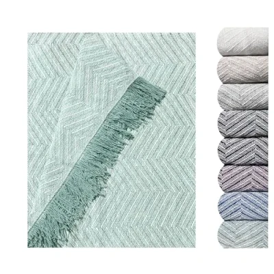 Imagen de GFD Colcha Multiusos Espiga, Plaid sofá, Manta Foulard, Cubrecama, Cubre de Algodón y Otras Fibras (Verde, 125 x 180)