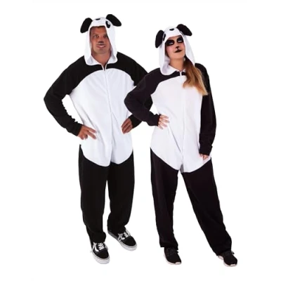 Imagen de Rubies Disfraz Oso Panda para adulto, unisex, talla única. Jumpsuit con capucha y cola, Oficial Rubies, Carnaval, Navidad, Cumpleaños, Fiestas Halloween
