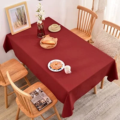 Imagen de GREATOYAR Mantel Antimanchas Rectangular, Impermeable, Hule Mesa, Resistente, Lavable, Ideal para Interiores y Exteriores, Decoración de Rojo, Medida 180x300cm