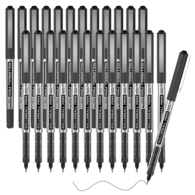 Imagen de Bolígrafo RollerBall, Shuttle Art, paquete de 25 bolígrafos punta fina, tinta líquida 0,5 mm para escribir en diario o tomar notas la escuela oficina