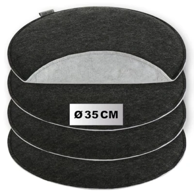 Imagen de com four® 4X Cojines de Asiento Acolchados Silla para sillas y Bancos Juego Fieltro cojín Redondo Comedor, jardín, terraza, balcón