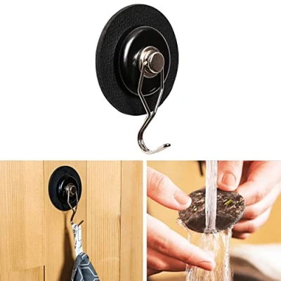 Imagen de Silwy® Gancho magnético The One incluye almohadilla de metal nano gel en color negro 7,5 cm nunca volver a taladrar o atornillar Uso flexible