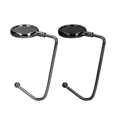 Imagen de kwmobile 2X Gancho de Bolso para Mesa Colgadores portátiles Escritorio Soportes Colgar Abrigo Paraguas Pizarra Oscura/Negro