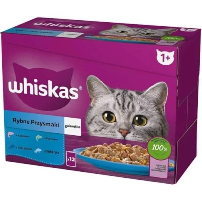 Imagen de Whiskas Comida húmeda para Gatos Adult 1+ con Pollo en gelatina, 12 latas (12 x 400 g