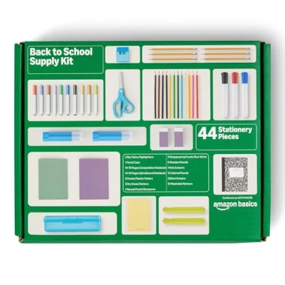 Imagen de Amazon Basics Kit de material para la vuelta al cole, 44 Unidad, Multicolor