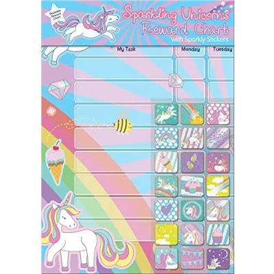 Imagen de Paper Projects Unicorns recompensas de Unicornios Incluye 56 calcomanías Brillantes La Tabla Colorida es fácil Limpiar, patrón Animales, Multicolor, 29.7cm x 42cm (01.70.30.018)