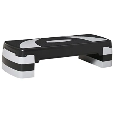 Imagen de HOMCOM Step de Aeróbic para Fitness Antideslizante con Altura Regulable 3 Niveles 10/15/20 cm Stepper Deporte y Ejercicio en Casa Gimnasia Carga 150 kg 80x31x20 Negro