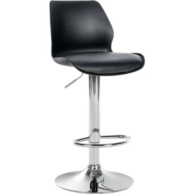 Imagen de CLP Taburete De Bar Gilbert Tapizada En Polipiel I Silla Cocina Giratoria con Base Metálica &amp; Reposapiés, Color:Negro, Material:Plastico
