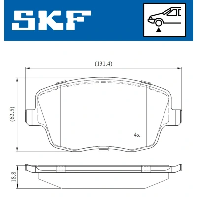 Imagen de SKF VKBP 80517 Juego de pastillas freno no preparado para indicador desgaste SEAT: Ibiza 3, 4, 4 Sportcoupe