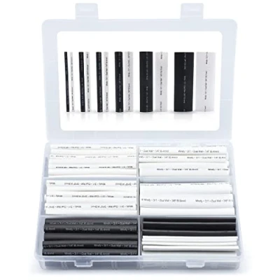 Imagen de Wirefy Kit 130 Piezas de Tubos Termorretráctiles Impermeables Tubo Termoretractil Doble Pared 3:1 Recubierto con Adhesivo Térmico Negro, Blanco