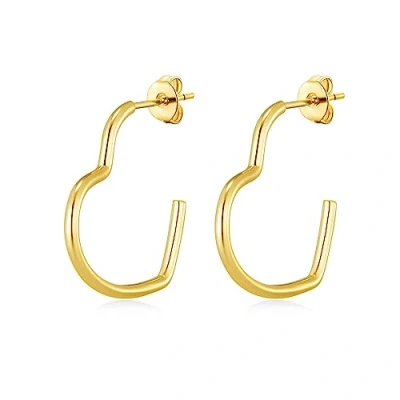 Imagen de Philip Jones Pendientes de aro chapados en oro con forma corazón, Chapado