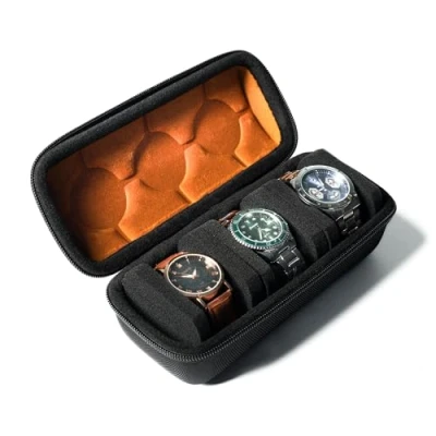 Imagen de AUKURA Estuche de viaje con 3 rollos reloj SLOTHard cremallera y organizador para hombres mujeres, almohada antimovimiento (3 ranuras)