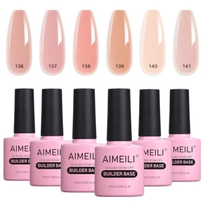 Imagen de AIMEILI 2 en 1 Base Coat y Builder Gel Nail Extensión Esmaltes Semipermanentes de Uñas Construcción Consejos Para Rápida Molde Finger UV LED Building Set 6 X 10ml 34