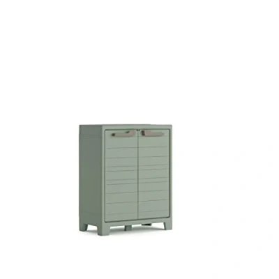 Imagen de Keter Armario Planet Outdoor BajoAlmacenaje Interior y ExteriorResinaResistente al Agua con 2 Puertas Baldas Regulables en AlturaColor Verde80 x 44 100 cm