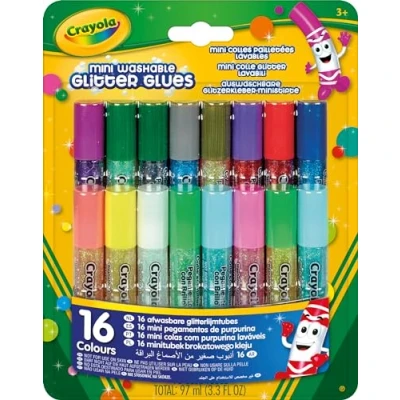 Imagen de CRAYOLA Pegamento con Purpurina en Tubo, Lavable, 16 Colores Surtidos, para la Escuela y el Tiempo Libre, 69 4200