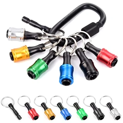 Imagen de 1/4 pulgadas Hex Shank Aluminum Alloy Screwdriver Bits Holder, broca alargadora barra adaptador con llavero, soporte para puntas de cambio rápido destornilladores eléctricos y taladros