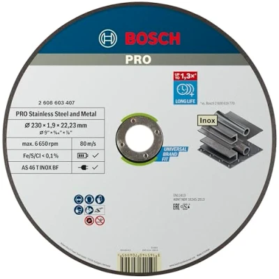 Imagen de Bosch 2 608 603 407 Disco de corte recto Expert for INOX (AS 46 T BF, 230 mm), 1,9 mm)