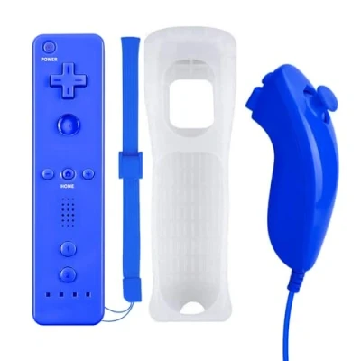 Imagen de QUMOX Mando a Distancia y Joystick Azul Nunchuck Compatible con Wii
