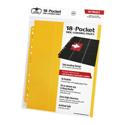 Imagen de Ultimate Guard Paquete 10 Hojas de 9 Bolsillos Side Loading Amarillo Juegos Cartas, Multicolor (HEO010409)