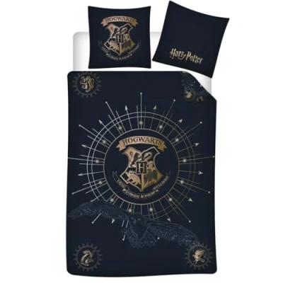 Imagen de Juego de cama Harry Potter para 1 persona, funda nórdica 140 x 200 cm + almohada 65 cm, polialgodón, con Hedwige