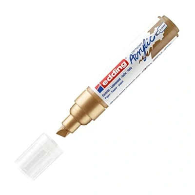Imagen de edding 5000 marcador acrílico de trazo grueso oro 1 rotulador resistente al agua punta biselada ancha 5 10 mm pintura acrílica para lienzo, papel kraft, madera y piedra