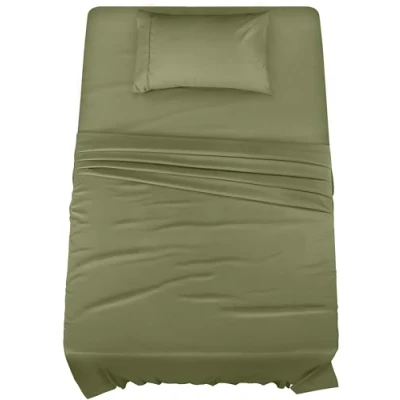 Imagen de Utopia Bedding Juego de sábanas 3 Piezas, Microfibra cepillada, Resistente al Encogimiento y a la decoloración, fácil Cuidado (Individual, Oliva)