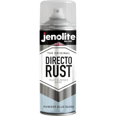 Imagen de JENOLITE Directorust Pintura en aerosol brillante POLVO AZUL 400ml de óxido directo para metal Múltiples superficies: madera, metal, plástico RAL240 80 10
