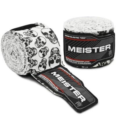 Imagen de Meister Vendajes Semi Elásticos para Adulto de 180 in (457 cm) MMA y Boxeo (Par) Calaveras Muerte