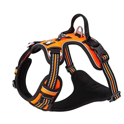 Imagen de TRUE LOVE Arnés para perro, sin tirones, de nailon, reflectante, mascotas, ajustable, control cómodo, colores brillantes, Truelove TLH56512, XS, naranja