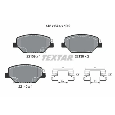 Imagen de TEXTAR 2213901 Juego de pastillas freno con avisador acústico desgaste accesorios OPEL: Insignia B Grand Sport, Sports Tourer