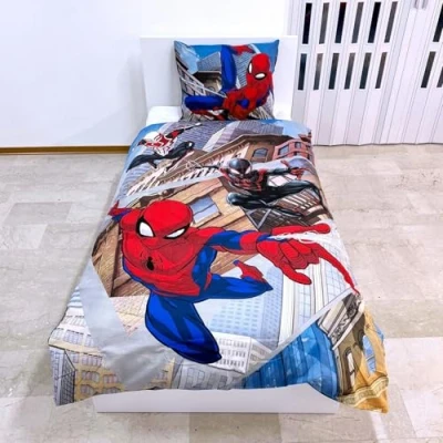 Imagen de Spiderman Máscara Blanca y Miles Morales Juego de ropa cama una funda nórdica 140x200cm almohada 70x90cm 100% algodón Multicolor