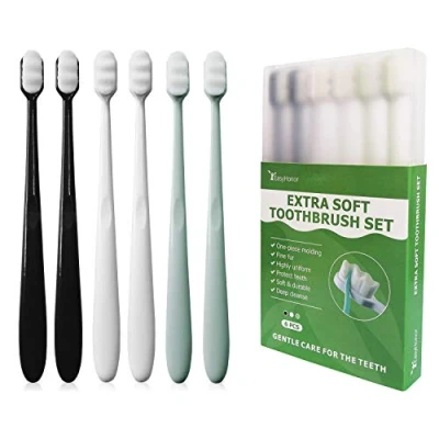 Imagen de EasyHonor cepillo de dientes extra para encías sensibles, manual micro piel con 20000 cerdas hilo dental suave mujeres embarazadas, ancianos, aparatos ortopédicos y