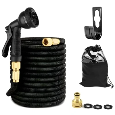 Imagen de Manguera de Agua Extensible para Jardín 22,5m. con Pistola Rociadora 8 Modos, Flexible Alta Resistencia Lavado Coche, Patio, y Mascota. Incluye Bolsa Almacenaje