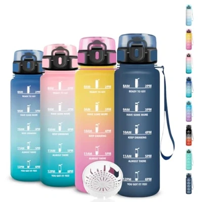 Imagen de Botella Agua 500ml, Agua, Cantimplora Infantil Reutilizable con Filtro, Fácil de Limpiar, Marca Tiempo, para la Escuela, Oficina, Camping, Gym, Bicicleta, Running, Deportiva