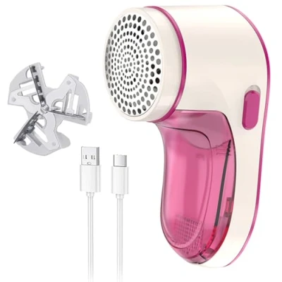 Imagen de Quitapelusas eléctrico de Tela,Eliminador Pelotillas para Ropa,Cuchillas Acero Inoxidable,Bloqueo Seguridad Proteger niños,Carga USB