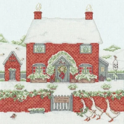 Imagen de Bothy Threads Kit de punto cruz, diseño casa Navidad