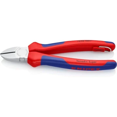Imagen de Knipex Alicate de corte diagonal cromado, con fundas multicomponentes, anilla fijación integrada para colocar un dispositivo protección anticaídas 180 mm 70 05 T