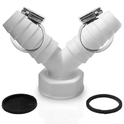 Imagen de Doble conexión para lavadora, lavavajillas 1 pulgada Adaptador de desagüe y lavadora en manguera con boquilla entrada 19 24 mm salida DN 25 Tubo