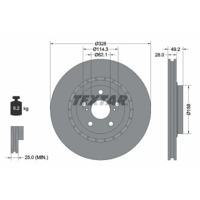 Imagen de TEXTAR 92259405 Disco de freno TOYOTA: RAV4 III SUV, IV LEXUS: NX, RX