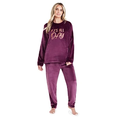 Imagen de CityComfort Pijama Mujer Invierno Polar Suave, Conjuntos de Pijamas Manga Larga S XL (M, Magenta)