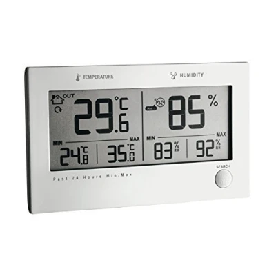 Imagen de TFA Dostmann Thermometro Higrómetro radio Twin Plus 30.3049, plata con baterías
