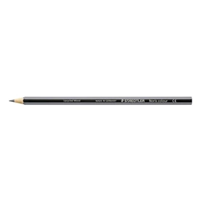 Imagen de Staedtler Noris Colour 185 80 Caja 12 lápices de color gris claro hexagonales. Material WOPEX ecológico con madera certificada por PEFC. Diseño a rayas negras y del mismo que la mina