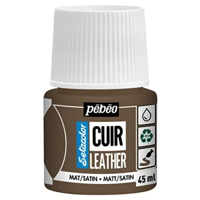 Imagen de Pebeo Setacolor cuero Pintura acrílica para y polipiel Personalización de bolsos, zapatos, zapatillas Resistente a arañazos, dobleces roces Acabado mate/satinado Marrón Expresso 45 ml
