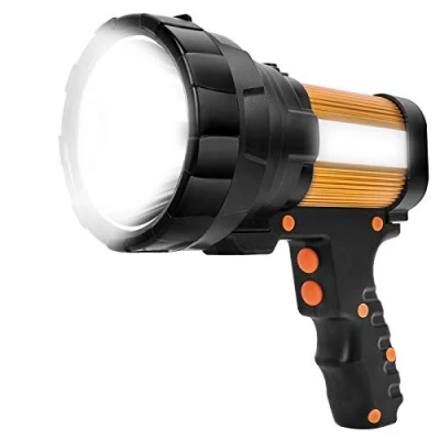Imagen de Potente Linterna Recargable LED, 15000 Lúmenes LED Alta Potencia 10800mAh 3 en 1 IPX4 Impermeable 6 Modos Portatil Foco Luz de Mano Gran Alcance para Camping, Ciclismo, Pesca